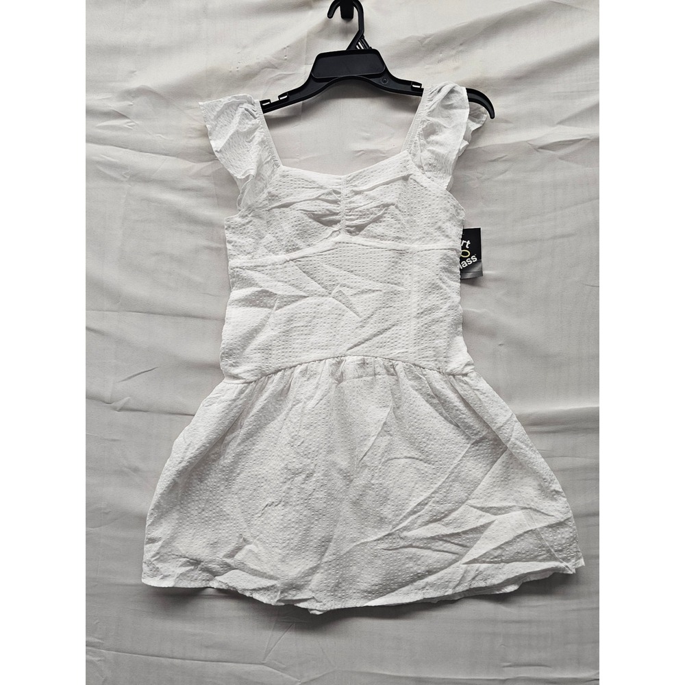 Art Class Girls Ruffle Seersucker Dress White Cotton Blend Casual Size XL